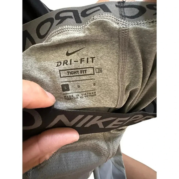 Nike Pro Dri Fit Gray Elastic Waist Tight Fit Legging Size Large - Picture 6 of 6